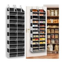 Organisateur de porte à 6 niveaux, 12 compartiments, capacité de 36 kg, fenêtres transparentes, pour jouets, chaussures et couches – Noir