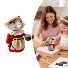 Mrs. Mouse Needle Felting Kit with Foam Mat, Needles, Wooden Tool & Instructions – Starter Gift for Adults, DIY Holiday Decor, Style4