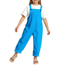 Girls Overalls Kids Casual Sleeveless Jumpsuits Harem Pants Rompers Solid Color Cute Children's Suspenders Trousers 4-5 Years