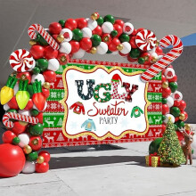 Kit de Arco de Balões para Festa com Tema de Suéteres Natalinos Feios