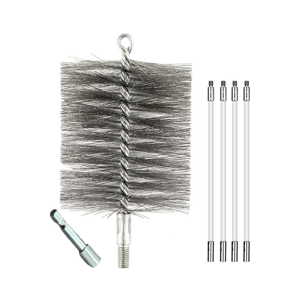 50-Inch Long Tent Wood Burning Stove Pipe Stainless Steel Cleaning Brush, And Chimney Cleaning Wire Brush 4712443510973