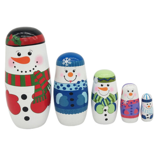 Matryoshka Dolls n Snowman Figurines 5 Pcs