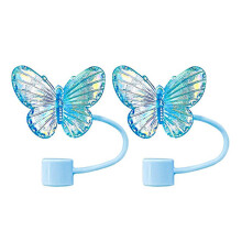 2Pcs Butterfly Straw Covers 10mm Straw Topper for 30/40 Oz Tumbler Reusable Drinking Straw Caps Eco-Friendly Cup Accessories