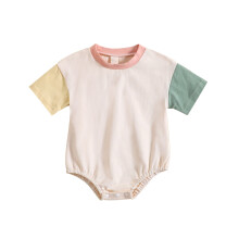 Rompertjes voor meisjes, peuters, jongens en meisjes, modieus, schattig, met korte mouwen, print, casual, roze, 6-12 maanden