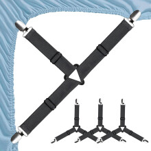 Bed Sheet Straps, Easy to Install Bed Sheet Clips, Fitted Sheet Clips Sheet Straps Gray 4 Pcs