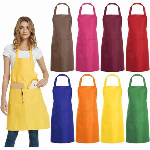 Plain Bib Apron for Kitchen and Restaurant Use - 8 PCS