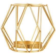 WEUVEB Geometrischer Kerzenständer aus Eisen, goldener Metall-Kerzenständer für Zuhause und Büro