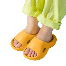 Girls Boys Slippers Summer Fashion Solid Color Open Toe Non- Soft Sole Flip Flops On Water Shoes Girl Leisure Shower Slipper,Yellow,8-9 Years