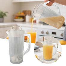Pichet mélangeur de 2 litres avec couvercle et piston réglable pour jus, lait et poudres – Modèle à large ouverture