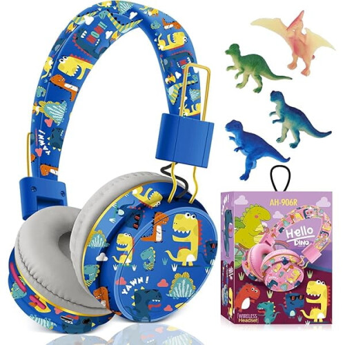 Ακουστικά Bluetooth Dinosaur για παιδιά, Συμβατά με Tablet/PC – Ασύρματα, Μικρόφωνο & Υποδοχή