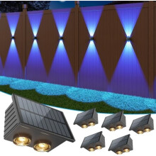 Lot de 6 lampes solaires pour clôture, étanches IP65, éclairage LED vers le haut/vers le bas pour patio, jardin, terrasse, clôture et mur (4