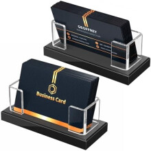 Acryl visitekaarthouder: Doorzichtige plastic displaystandaard voor visitekaartjes op het bureau - Cadeaukaartorganizer voor op kantoor (6 stuks)