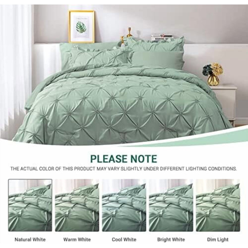 Grønt Queen-sengeteppesett med fold-design, 7 deler 1