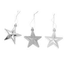 18Pcs Christmas Star Small Silver Star Ornaments Decor for Christmas New Year Birthday