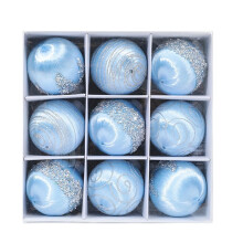 Christmas Decorations, 9 Pack 3 Inch Silk Thread Balls, Colorful Foam Ornaments, Festive Tree Pendants for Home Decor, Sky Blue