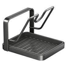 Support de couvercle et repose-cuillère 2 en 1 en acier inoxydable, résistant à la chaleur, compatible avec les plaques de cuisson, 18,3 x 13,7 x