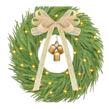 Guirlanda de cedro de 60 cm (23,62 polegadas) com laço amarelo - Guirlanda de agulhas com toque natural, ideal para uso durante todo o ano na porta
