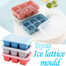 3 Pcs Large Ice Cubes Trays with Lids | Silicone Ice Trays for Freezer | Easy Release Silicone Ice Cubes Tray | 6 Big Square Ice Cubes Per Tray