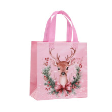 Sac cabas multicolore à motifs de Noël en non-tissé, idéal pour emballer les cadeaux et décorer pour les fêtes.