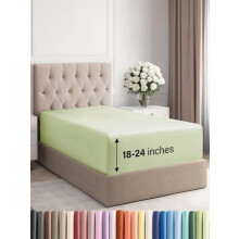 Drap-housse extra profond pour lit simple XL – Convient aux matelas de 45 à 60 cm, infroissable, respirant, vert sauge clair