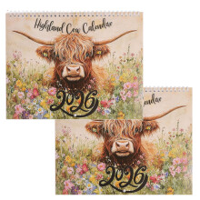 Ημερολόγιο Highland Cow2026 – Ρουστίκ Αγροικία και Μηνιαίος Σχεδιαστής Τοίχου,