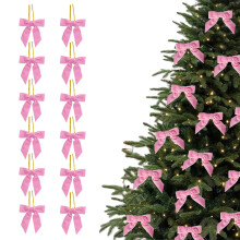 Conjunto de 12 Laços de Natal Pequenos de Veludo Bordô de 7,6 cm para Árvore de Natal, Guirlanda, Embrulho de Presentes, Artesanato, Casamento,