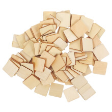 100 Pcs Wood Blocks for Crafts Working Tiles Square Child Beige