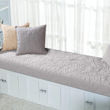 Coussin antidérapant en coton QIUYI pour fenêtre en baie, coussin décoratif en forme de feuille pour banc d'intérieur, tapis de canapé – Beige