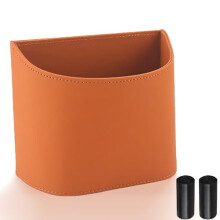 Leather Car Trash Can – Leakproof & Wipe-Clean Car Trash Bin for Cars, SUVs & Trucks | Includes 60 Trash Bags, Easy Install, Orange