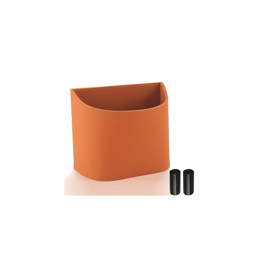 Leather Car Trash Can Â Leakproof & Wipe-Clean Car Trash Bin For Cars, Suvs & Trucks | Includes 60 Trash Bags, Easy Install, Orange 9353595467422