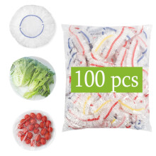 Lot de 100 couvercles réutilisables en plastique avec bord élastique, compatibles avec différents bols pour la conservation des aliments et la