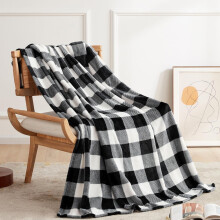Fleece Throw Blanket, Buffalo Plaid, Soft Warm Cozy Plush Checkered Blanket for Couch/Sofa/Bed, Lightweight Farmhouse Decor 50"x60" (Red & Black)