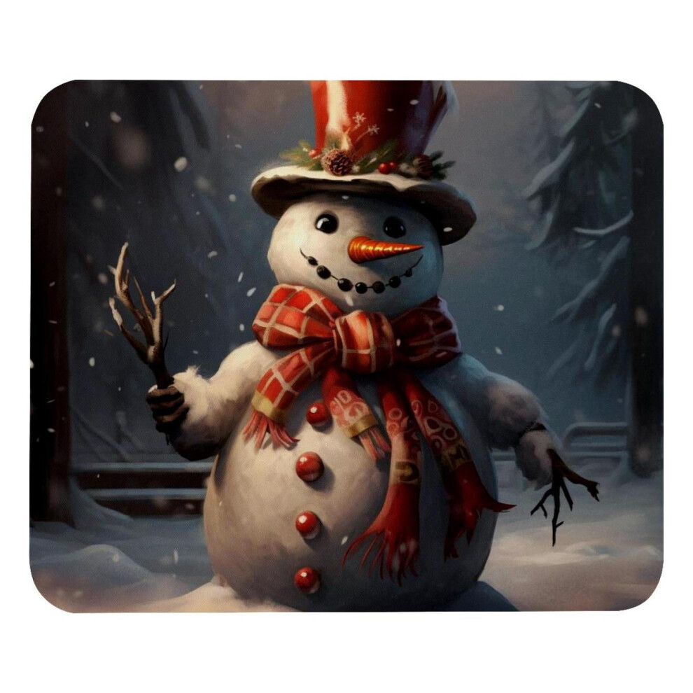 Retro Christmas Snowman Mouse Pad Rubber Base 1 Pack 9402001620781