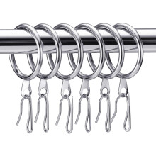 30 Pieces Metal Drapery Curtain Rings and 30 Pieces Hanging Metal Curtain Drapery Pin Hooks for Window Door Shower(32 mm,Black)