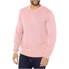 Men's Fall Winter Sweater Casual Fashion Solid Color Tops Long Sleeved Round Neck Sweater Base Layer Casual Pullover Tops(Pink,3XL)