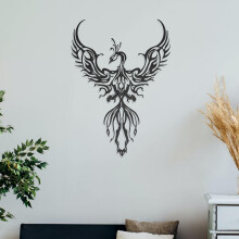Décoration murale rustique en métal représentant un phénix, statue d'animal, sculpture murale pour jardin, bureau, chambre, intérieur et