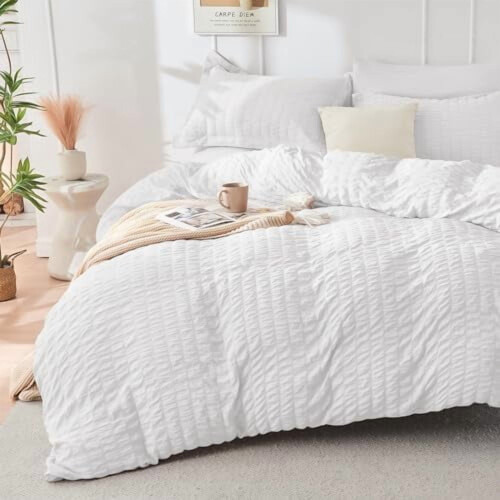 White seersucker comforter set 7-piece all-season 1