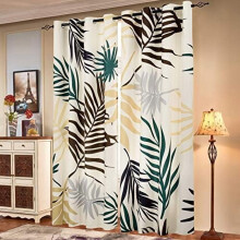 Light Flitering Curtains 52Wx95L, Room Darkening Vibrant Floral Drapes, 50% Blackout, Semi Sheer Boho Farmhouse Curtains for Living Room, Yellow