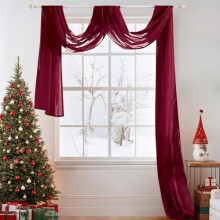 Karácsonyi átlátszó ablaksál karnisszal, 94x216 cm, bordó – elegáns függönysál esküvői ívre, baldachinos ágyra, kompatibilis a