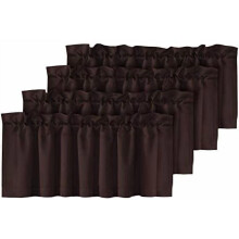 Blackout Valances for Windows – Kitchen, Living Room, Bedroom, Bathroom, Basement – 4 Panels, 52" W x 18", Chocolate Brown