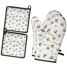 Mănuși de bucătărie Pioneer cu imprimeu floral, set de 2 buc., rezistente la căldură, 19,5 cm x 30,5 cm