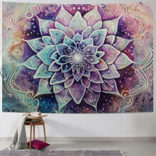 Mandala Tapestry Wall Hanging - Purple Grey Boho Design,