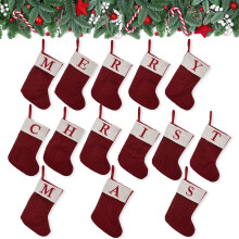 Embroidered Initial Christmas Stockings, Red & White Knit