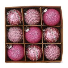 9 Pack Foam Christmas Baubles 8cm Assorted Colours