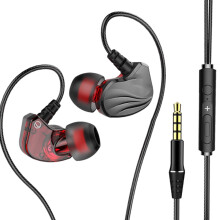 OUNONA Trådbundna In-Ear-hörlurar med djup bas, stereoljud, spelheadset med mikrofon för telefon, surfplatta, 3,5 mm-uttag, grå