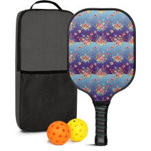Floral Fiberglass Pickleball Paddles Set w/ 2 Balls & Bag – Compatible with Indoor/Outdoor Play