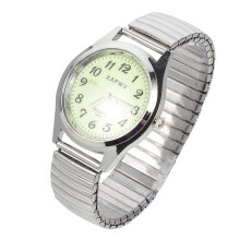 Relógio de pulso para idosos com pulseira elástica digital casual, ajustável para mulheres e homens, com números no pulso e fácil de ler.