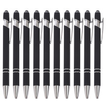 Stylo à bille en aluminium avec pointe tactile - Corps en métal, 1,5 g d'encre, lot de 10, pour le travail, les études et l'utilisation sur écran