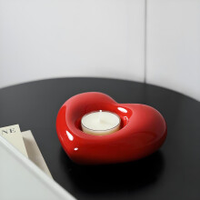 Ceramic Heart Candle Holder 4.5in