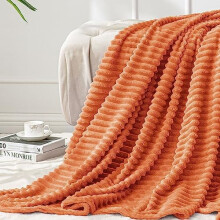 Burnt Orange Fleece Throw Blanket 50 x 60 in